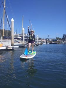 Kelsey Paddleboarding in the Santa Cruz Harbor