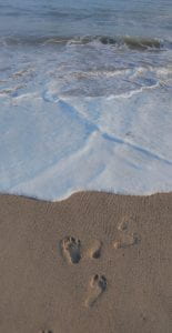 Kelsey's footprints on Malibu Beach